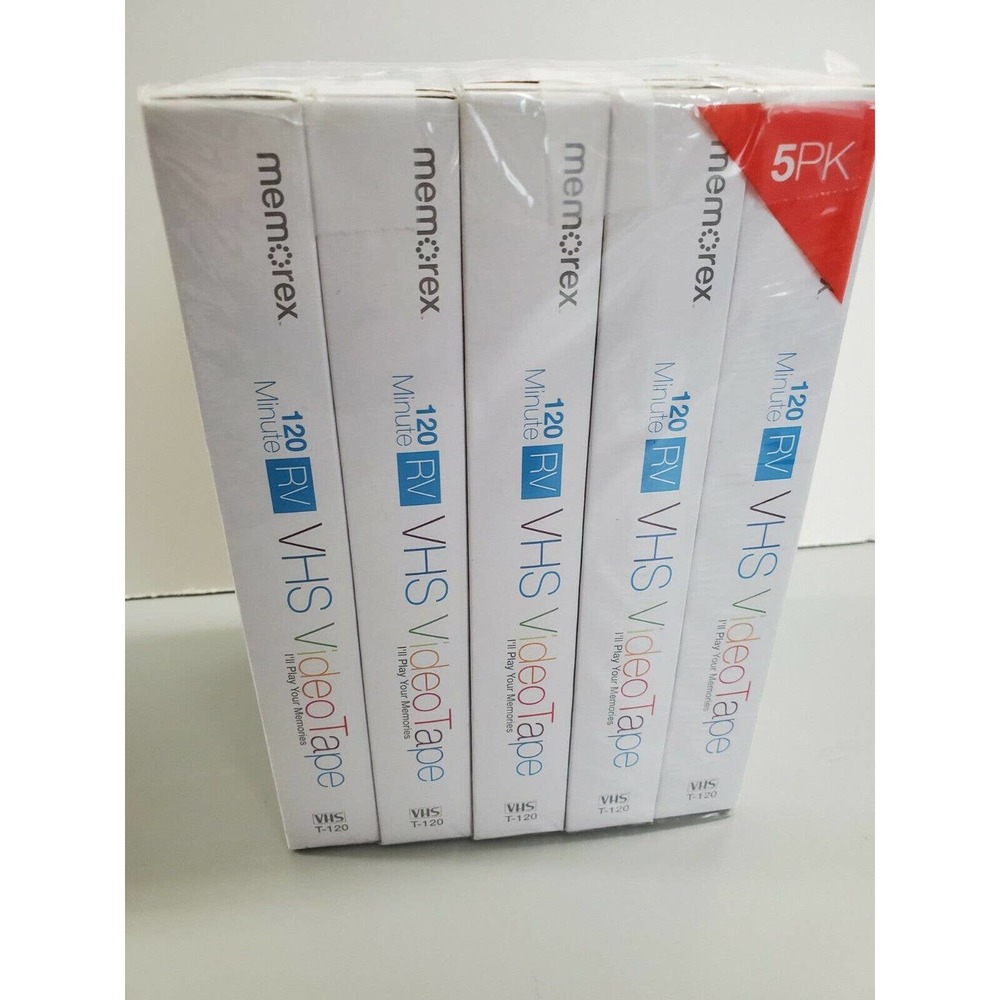 Memorex VHS Video Tapes Pack of 5 Blank T-120 120 Min RV VCR New in Pkg